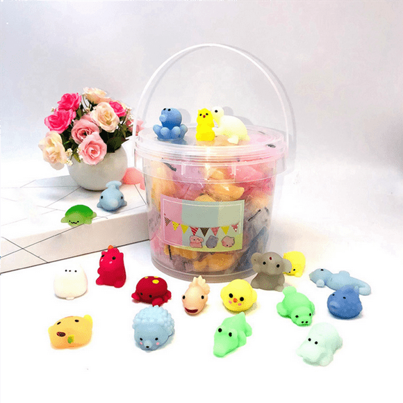 Squishy Toy 24Pcs , Mochi Toy Stress Reliever Anxiety Toys, Easter Basket Stuffers with Storage Box