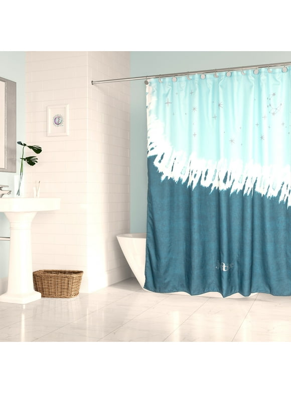 Justice Blue Celestial Tie Dye Shower Curtain and Hooks Set, Microfiber