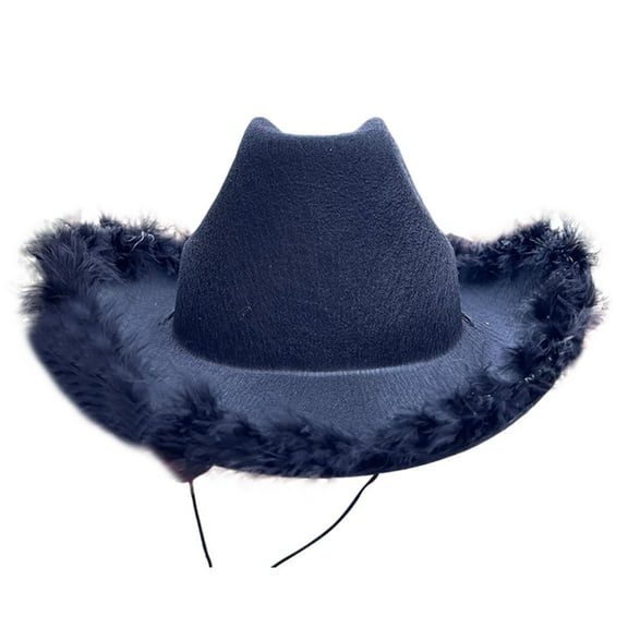 Adult Cowboy Hat with Feather Brim - Costume Party Dress Up Accessory - One Size, Durable Material, Women's Fashion