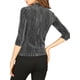 thumbnail image 3 of INSPIRE CHIC Blusa metálica brillante de rayas con lentejuelas para mujer de 3/4 de manga 3XL Plata Negro, 3 of 6