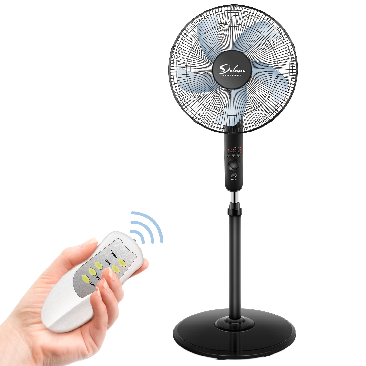 Anysun 16″ Adjustable 3 Speed Pedestal Stand Fan with Remote Control