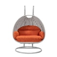 thumbnail image 4 of HomeStock Mountain Lodge Light Grey Wicker Hanging 2 person Egg Swing Chair, 4 of 5