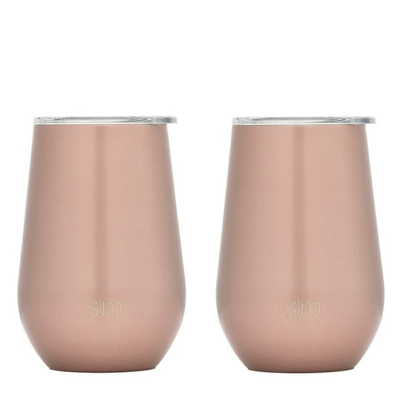 Simple Modern 12oz Spirit Wine Glasses 2 Pack Bundle - Stainless Steel Tumbler with Lids - Vacuum Insulated 18/8 Stainless Steel -Rose Gold