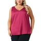 thumbnail image 1 of Camisetas sin mangas de satén de seda para mujer de tallas grandes Agnes Orinda, blusas casuales de cuello en V, camisetas básicas de verano 1X color rojo rosa, 1 of 6