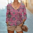 thumbnail image 2 of HAPIMO Women' Plus Size Elegant Blouses Scoop Neck Tees Summer Tops for Women Flowy Casual Loose Fashion Clothes Flower Print Tops Dressy Tunic Multicolor M, 2 of 5