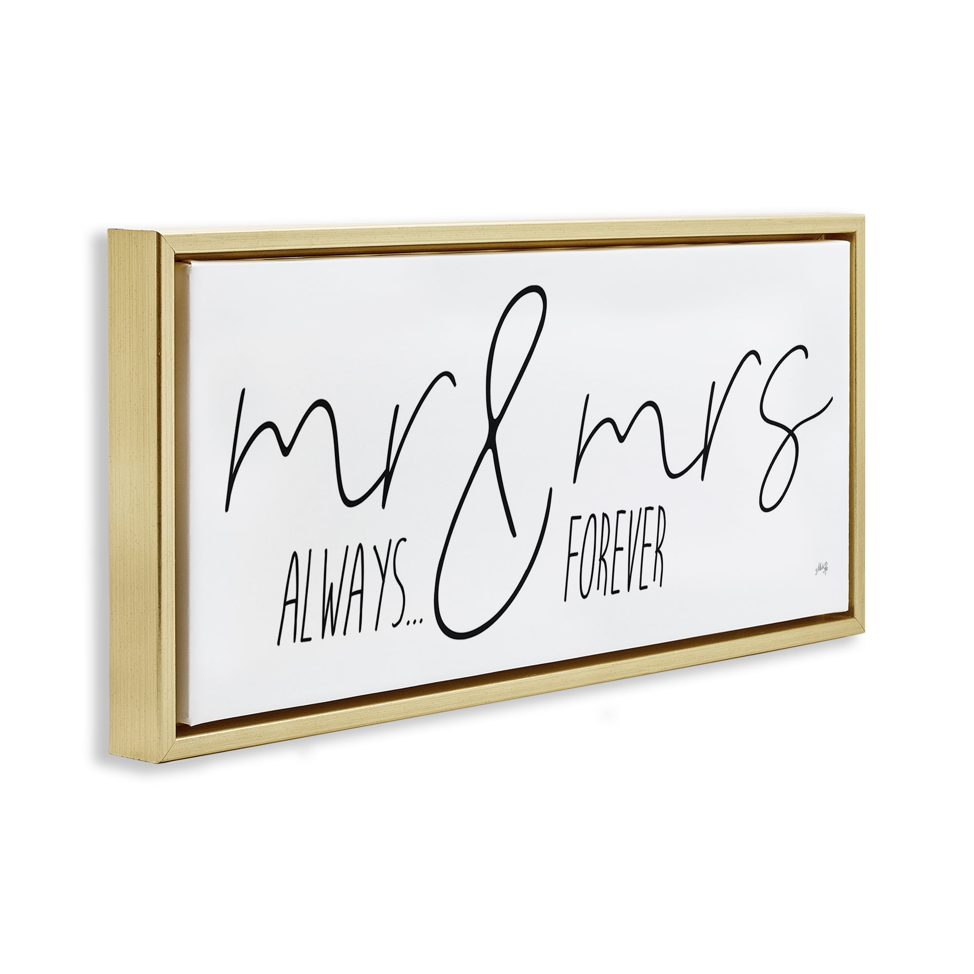 Stupell Industries Romantic Always & Forever Typography Painting Gold Floater Framed Art Print Wall Art, 31 x 14