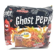 Daebak Ghost Pepper Spicy Black Noodles Tik Tok Spicy Challenge Spicest Instant Noodle ever created, Authentic Korean Spicy Recipe Hottest Pepper in the World (4 Packs Ghost Pepper Mie Goreng)