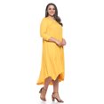 thumbnail image 3 of Pastel by Vivienne Women's Asymmetric Hem Midi Dress Plus Size Mustard X-Large, 3 of 4