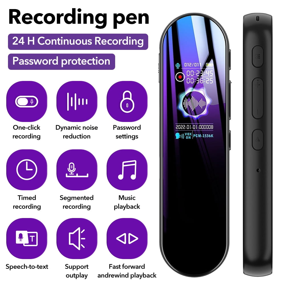 Vtin Digital Voice Recorder Voice Activated Recorder for Lectures Meetings Audio Recorder Dictaphone Recording Device with Playback,MP3,PlayerVariable Speed,64GB TF Card(Optional)