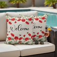 thumbnail image 5 of Outdoor Pillow Covers Pack of 2, Vintage Red Flower Leaves Bees Waterproof Throw Pillowcase Cushion Cases, Pastoral Floral on Linen Decorative Pillow Cover for Couch Sofa Home Bed Patio, 5 of 9