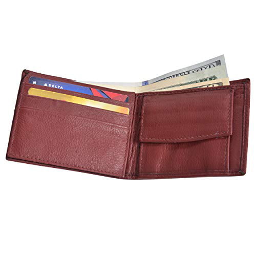 KIDS BOYS SLIM  COMPACT COIN POCKET BIFOLD WALLET TAN BY LEATHERBOSS 