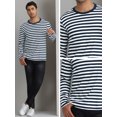 thumbnail image 4 of DARING DIVA Men's Striped Sweatshirts  Stripes Long Sleeve Casual T-Shirt XL Navy White, 4 of 6