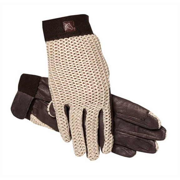 SSG Lycrochet Ultraflex Riding Gloves - Natural/Brown