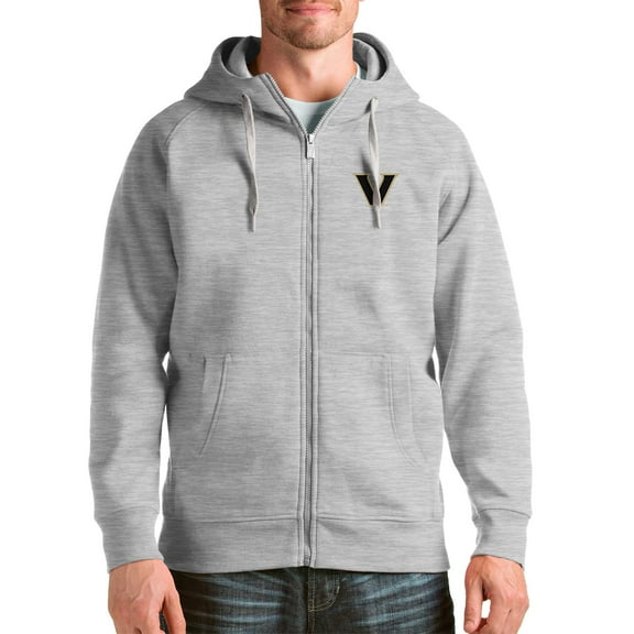 Men's Antigua Heathered Gray Vanderbilt Commodores Victory Full-Zip Hoodie