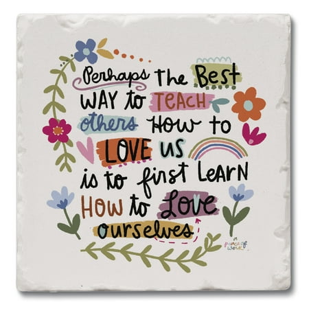 

CounterArt Love Ourselves Single Absorbent Stone Tumbled Tile Coaster Made in the USA
