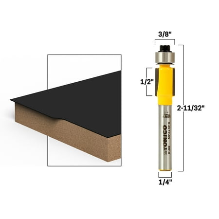 

1/2 Height X 3/8 Diameter Flush Trim Router Bit - 1/4 Shank - Yonico 14144q