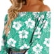 thumbnail image 2 of Blusa con volantes de manga larga acampanada informal con hombros descubiertos para mujer Camisa holgada y elegante con volantes, 2 of 6