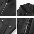 thumbnail image 3 of NTACZA Black Mens Jacket Faux Leather Motorcycle Vintage Jacket Zip Up Lapel Pu Coats Coats for Men Fall L, 3 of 5