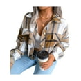 thumbnail image 5 of Franhais Women Plaid Wool Jacket, Adults Button-down Color Block Lantern Sleeve Lapel Cardigan, 5 of 7