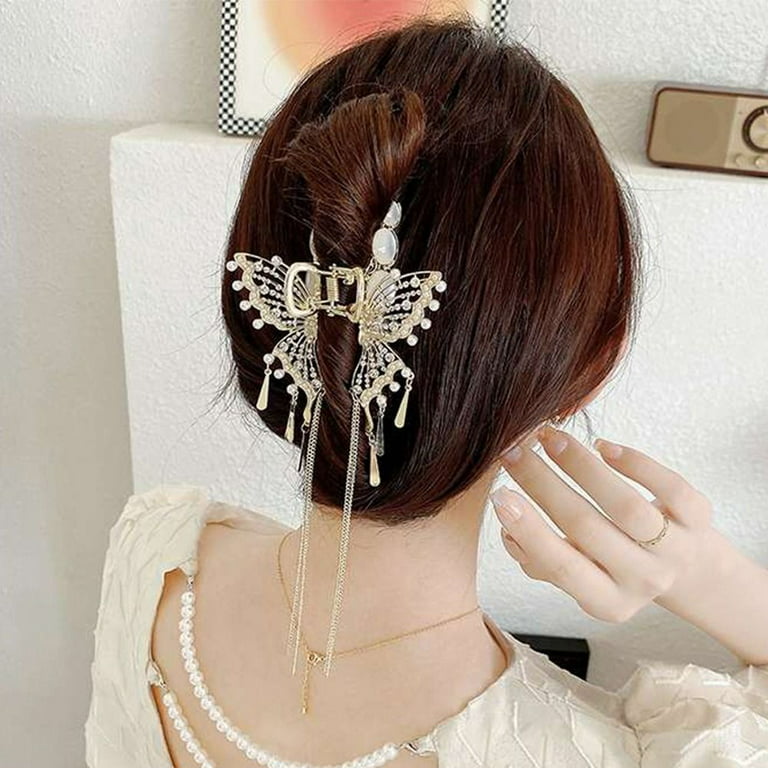 Pearl Fringe Hair Clip Back of The Head Shark Clip Exquisite Hair  Accessories