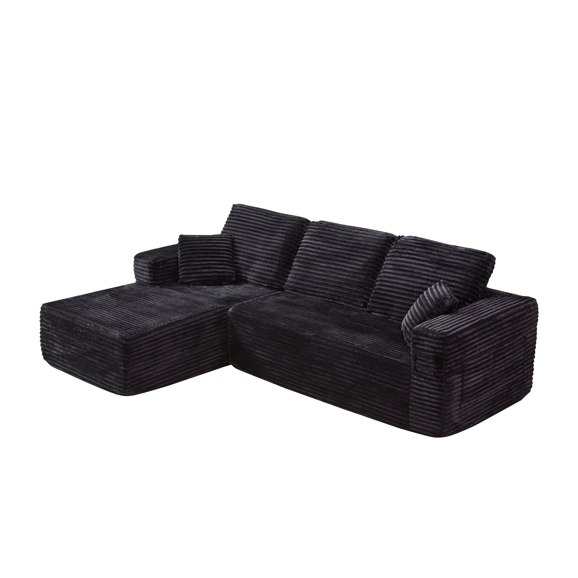 HOQBN 100.39" Cloud Sectional Couch with L-Shape Chaise,Modern Modular Sofa with Deep Seat,No Assembly Required,Compressed Packaging for Living Room Black