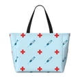 thumbnail image 2 of Balery Syringe And Red Cross Beach Travel Bag - Water-Resistant, Large Capacity Lightweight Tote with 7 Pockets for Women and Men - Perfect for Beach, Pool, Gym, and Travel, 2 of 7