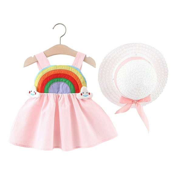 QUDDERR Baby Girls Sling Dress for 6 Months-3 Years Newborn Summe Colorful Beach Sundress Girls Halter Sleeveless Dresses
