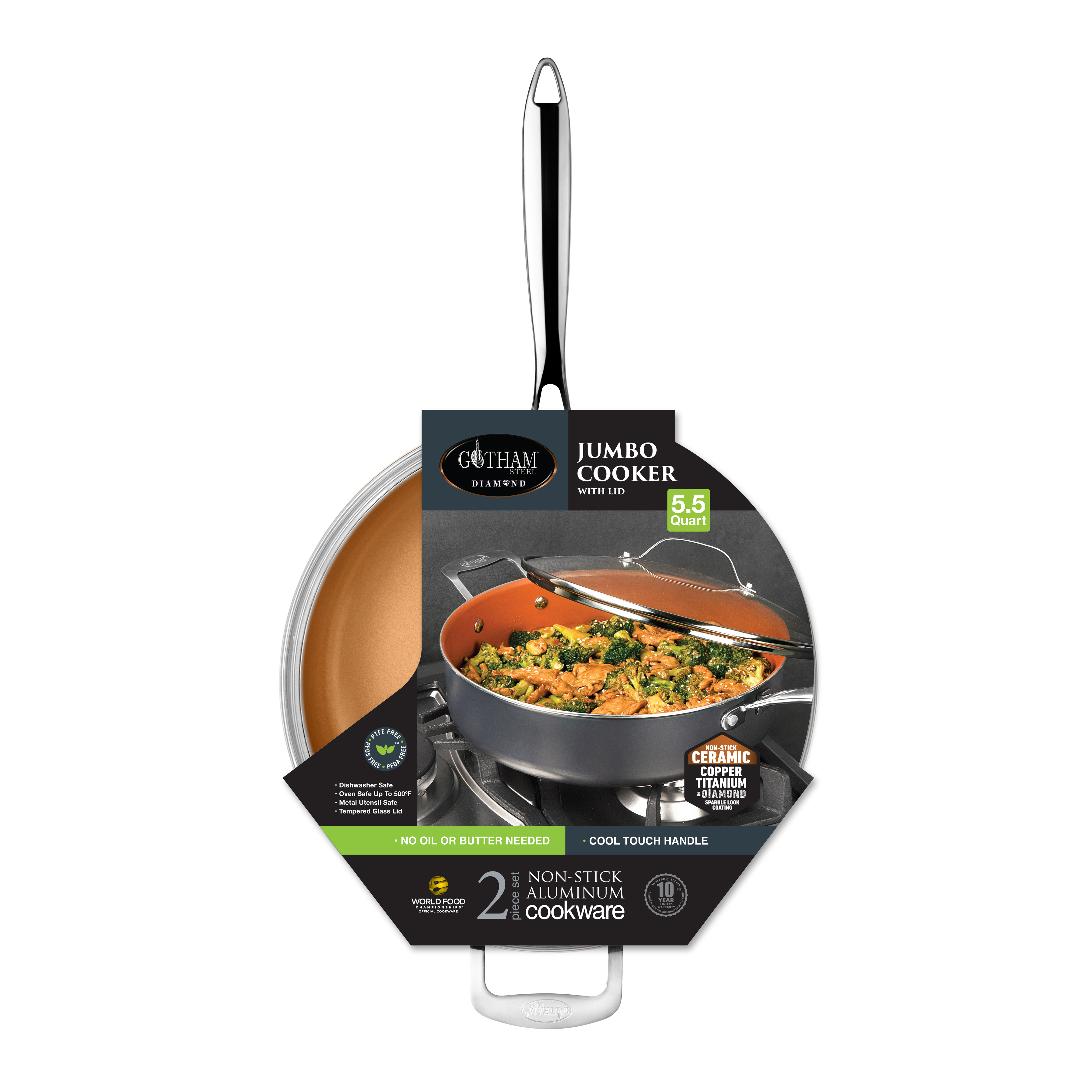 Gotham Steel 12-Inch Jumbo Skillet with Lid photo 4