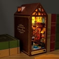 thumbnail image 3 of Kit de libros de bricolaje, rincón de libros de rompecabezas de madera 3D, sujetalibros decorativo, callejón decorativo con muebles y luz LED para cumpleaños, 3 of 5