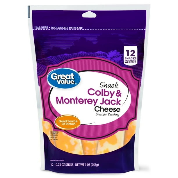 Great Value Gluten Free Jack Whole Colby Monterey Jack Cheese Snack