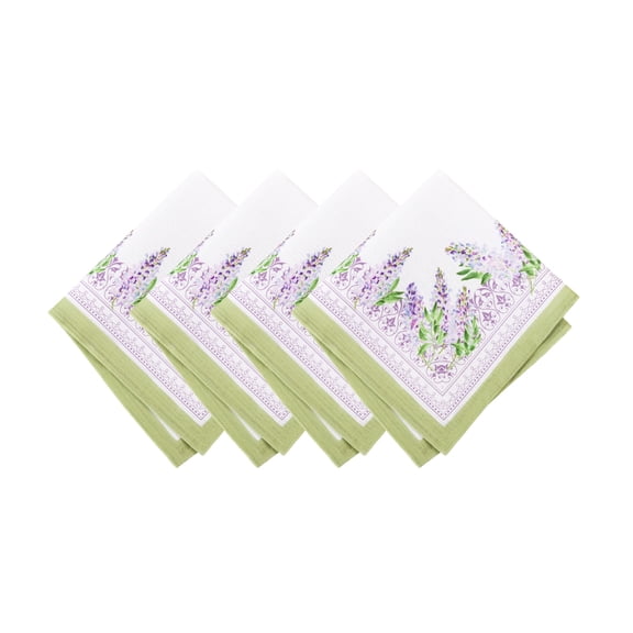 Elrene Home Fashions Lilac Garden Floral Dinner Napkins, Set of 4, Multicolor, 17" x 17"