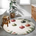 thumbnail image 3 of Round Area Rugs Collection 3 Ft, Christmas Non-Slip Residential Carpet, Winter Colorful Xmas Balls Star Pine Needles Indoor Crawling Mats Doormat Runner Rugs Play Mat for Bedroom, 3 of 8