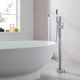 thumbnail image 2 of Allario Gleaming Brass Freestanding Tub Faucet in Chrome with Handshower, 2 of 14