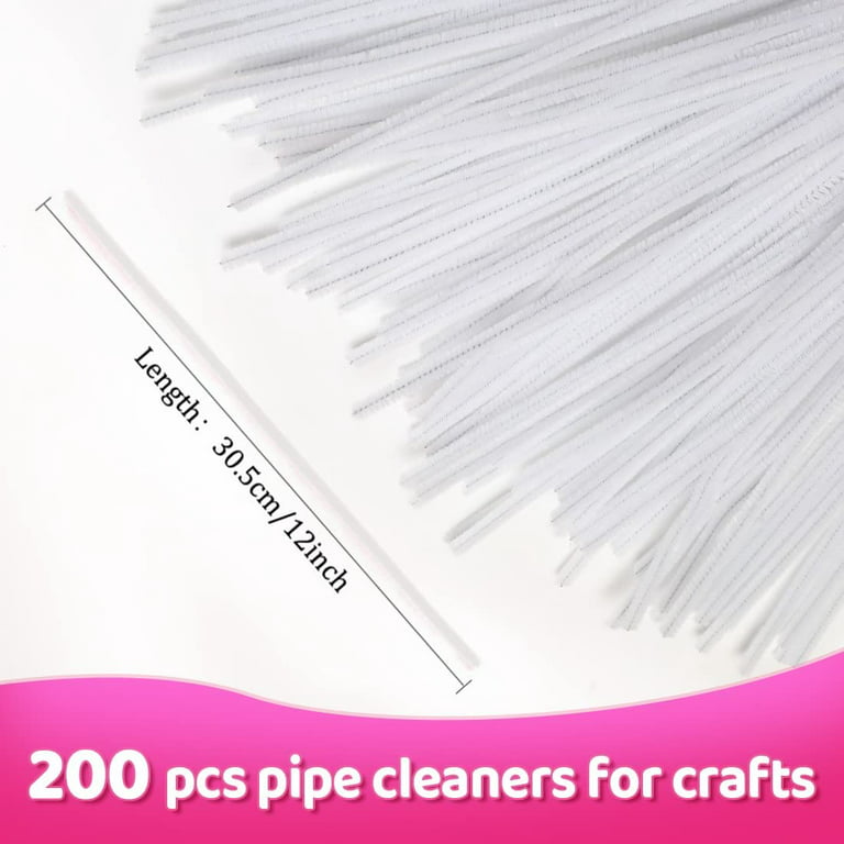 Pipe Cleaners for Crafts (200pcs in White), 12 inch Long Pipe Cleaners,  White Pipe Cleaners.\u2026