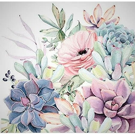 20-ct 13x13 Cactus Rose Napkins Floral Paper Decorative Mother feets Day Decoupage Summer Fall Dinner Designed Party, White, pink, green, 6.5 x 1 inch