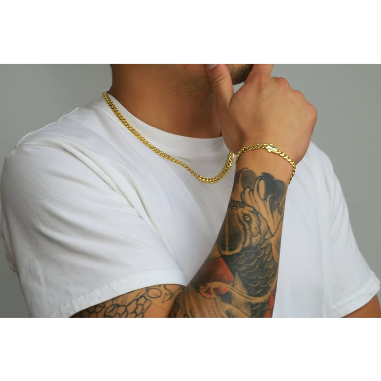 14k gold cuban link chain bracelet deals