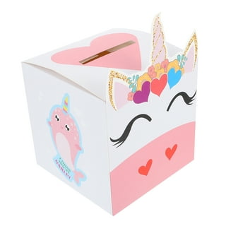 Zonon Valentines Boxes for Kids Unicorn Valentines Cards with Envelopes and  Unicorn Stickers for Classroom Exchange Party Favor (1 Mailbox, 33
