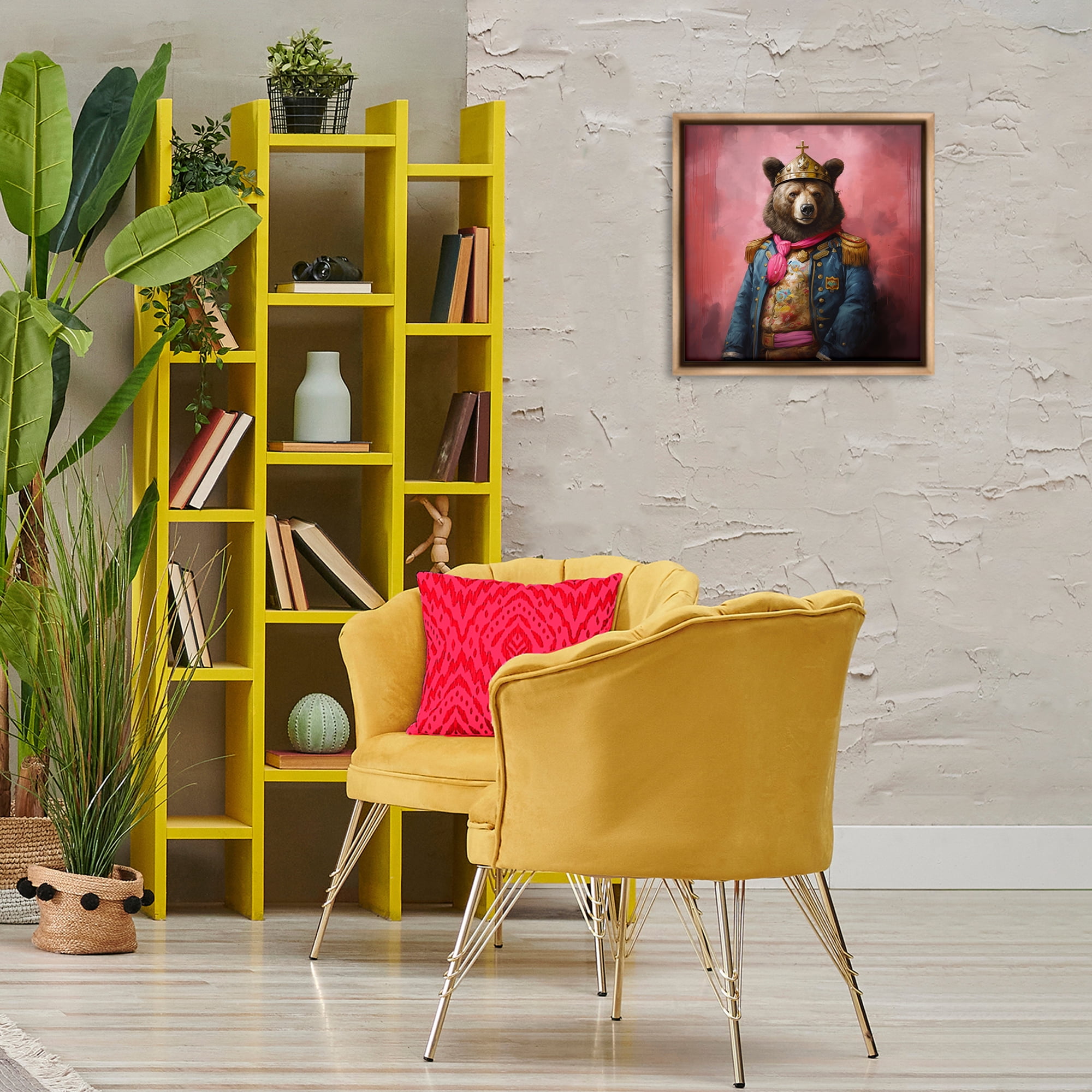 Stupell Industries Regal Bear Portrait Animals & Insects Painting Brown Floater Framed Canvas Art Print Wall Art, 18 x 18