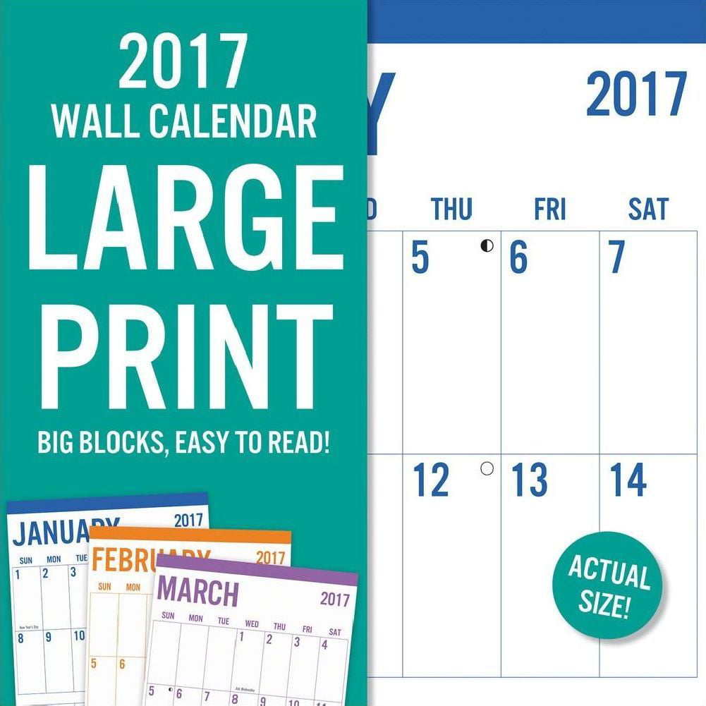Large Print Wall Calendar Walmart Com