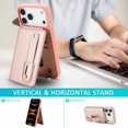 thumbnail image 5 of Tianyeda Crossbody Wallet Phone Case for iphone 17Pro， PU Leather Case Back with Card Slot Magnetic Clasp Kickstand wrist holder RosePink, 5 of 5