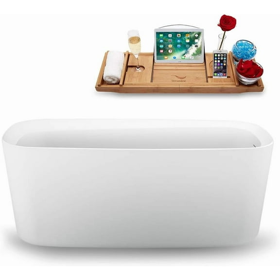 59" Streamline N1640ROB Freestanding Tub and Tray with Internal Drain