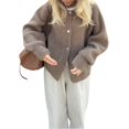 thumbnail image 1 of Women's Solid Color Cardigan Fuzzy Long Sleeve Button Down Sweater, 1 of 7