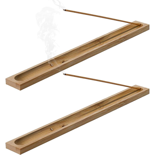 2 Pieces Natural Bamboo Incense Stick Holder Home Incent Burner Ash