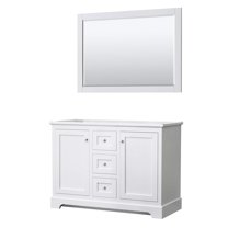 Wyndham Collection 48" Wood Double Bathroom Vanity with Mirror in White