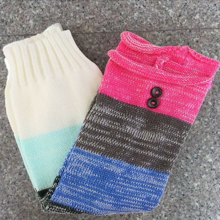 GOOHOCHY Colourful Knitted Socks Multi-color Stitching Button Wool