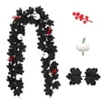 thumbnail image 2 of Black Maple Leaf Garland with Berry Pumpkins Halloween Artificial Hanging Fall Leave Vines, Fall Floral Garlands Thanksgiving Decor for Home Wedding Party, 2 of 4