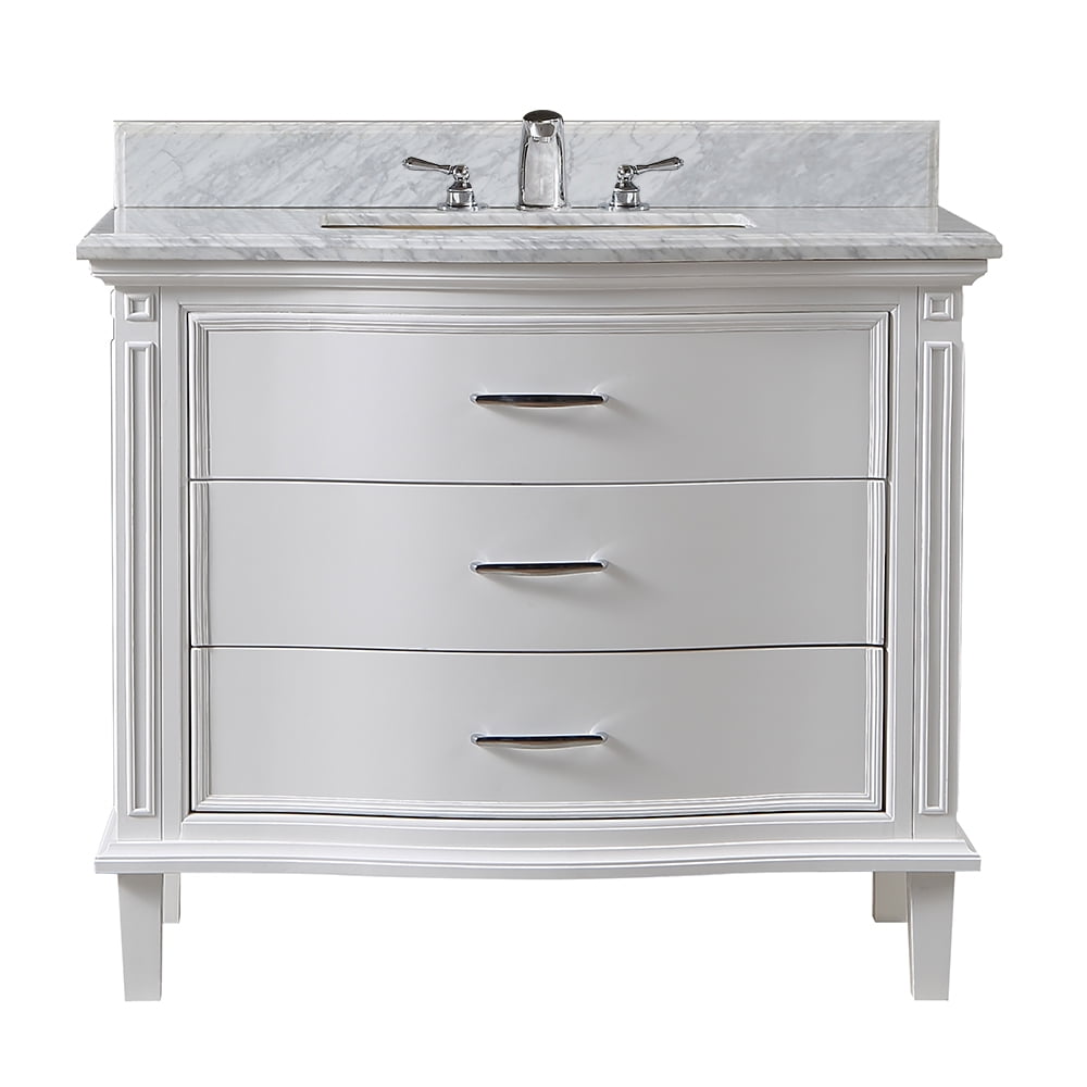 OVE Decors Rachel 40 in. White Single Sink Vanity with Carrara Marble Top
