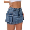 thumbnail image 1 of Falda cargo Mancreda para mujer, mini bodycon de cintura baja, de mezclilla, talla XS, 1 of 4