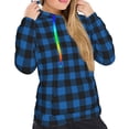 thumbnail image 5 of Yiaed Blue Black Plaid Print Womens Casual Hoodies Crew Neck Long Sleeve Sweatshirts With Pocket Pullover Tops Women's Hooded Sweatshirt-Medium, 5 of 5