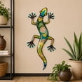 thumbnail image 4 of DecMode Multi Colored Metal Indoor Outdoor Lizard Wall Decor with Teal and Yellow Accents, 4 of 19
